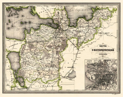 Карта Санкт-Петербургской губернии [ок. 1900 г.]. Map of saint Petersburg Gouvernment, about 1900 Preview 1