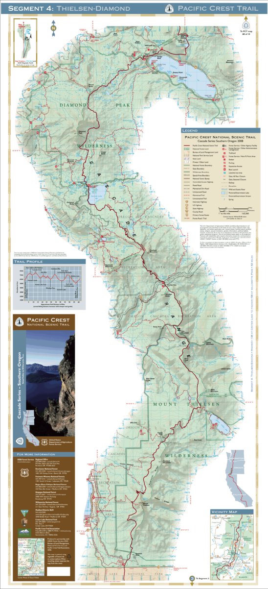 Pct Earth Map Pacific Crest National Scenic Trail - Map 7 Seg 4 - Southern Oregon by ...