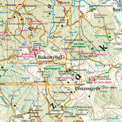 Veszprém megye biciklis, turistatérkép, Veszprém County Hiking and Biking Map; Preview 3