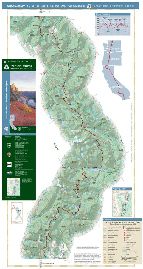 Pacific Crest National Scenic Trail - Map 10 Seg 1 - Northern Washington Preview 1