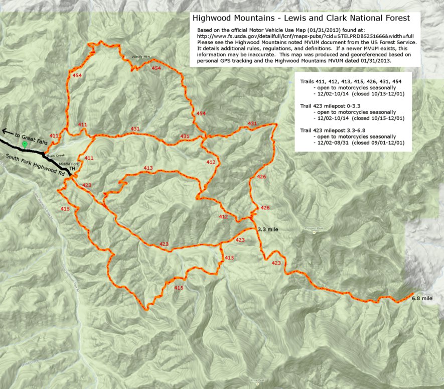 Highwood Mountains Trail Map 2013 by TimberX | Avenza Maps