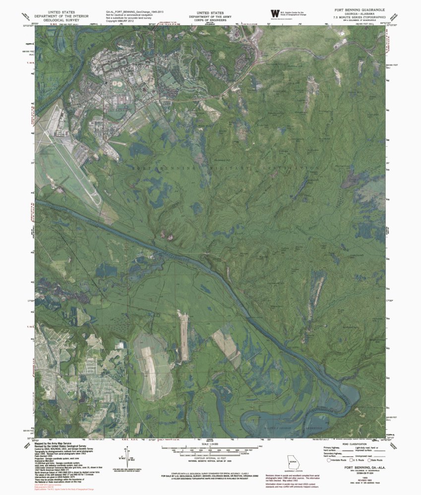 Red Diamond Map GA-AL FORT BENNING: GeoChange 1945-2013 Map by Western Michigan ...