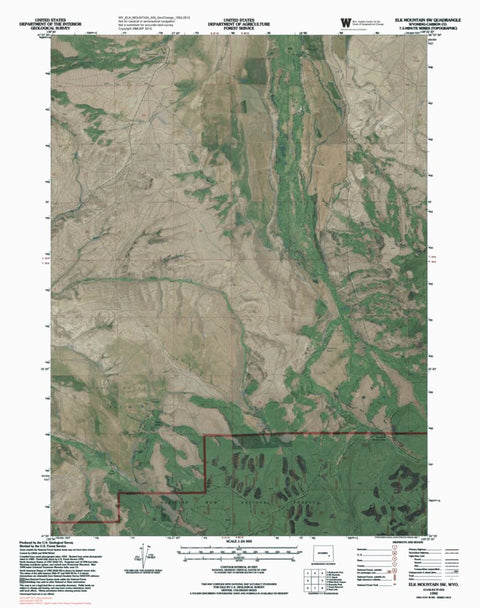WY-ELK MOUNTAIN SW: GeoChange 1952-2012 Preview 1