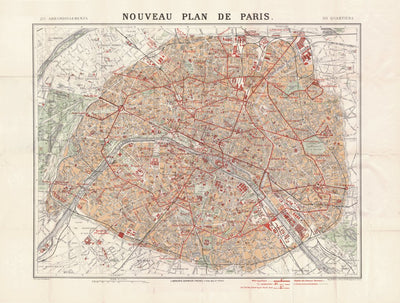 Paris city map (New Plan of Paris), 1912 Preview 1