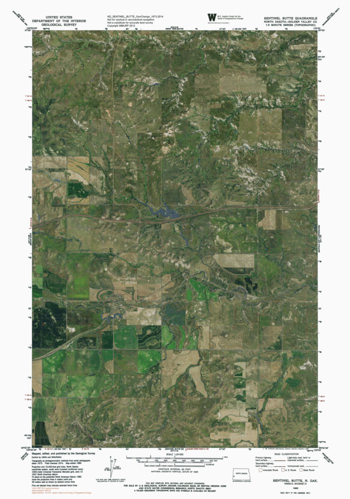 ND-SENTINEL BUTTE: GeoChange 1973-2014 Map by Western Michigan ...