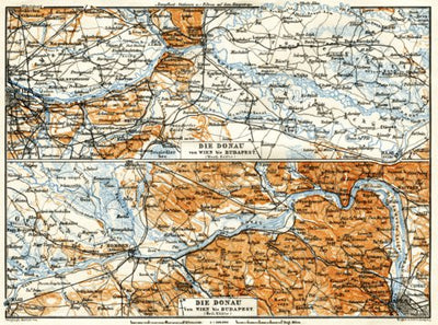 Danube River course map from Raab (Győr) to Budapest, 1913 Preview 1