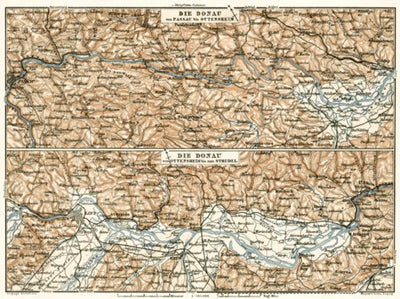 Danube River course map from Ottensheim to Strudel, 1910 Preview 1