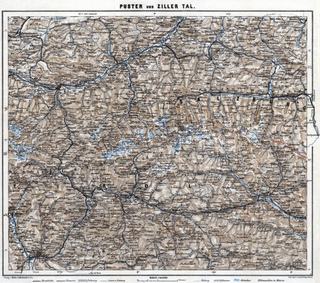 Puster Valley Map Puster and Zill Valleys, 1911 Map by Waldin | Avenza Maps