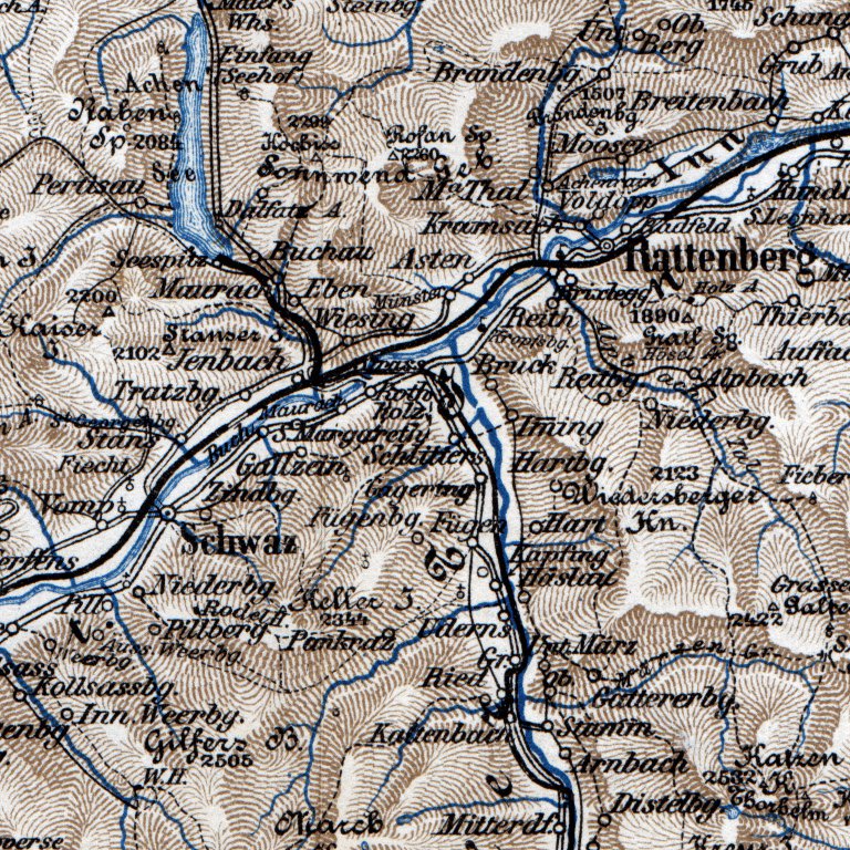 Puster Valley Map Puster and Zill Valleys, 1911 Map by Waldin | Avenza Maps
