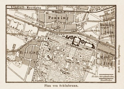 Map of the Schönbrunn palace environs in Vienna (Wien), 1903 Preview 1