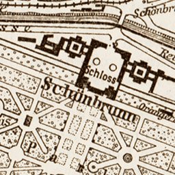 Map of the Schönbrunn palace environs in Vienna (Wien), 1903 by Waldin ...
