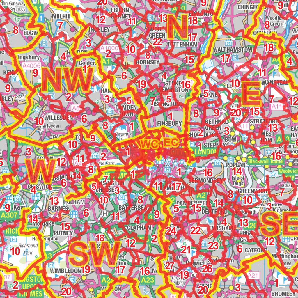 XYZ Postcode District Map - (D2) - SE England by XYZ Maps | Avenza Maps