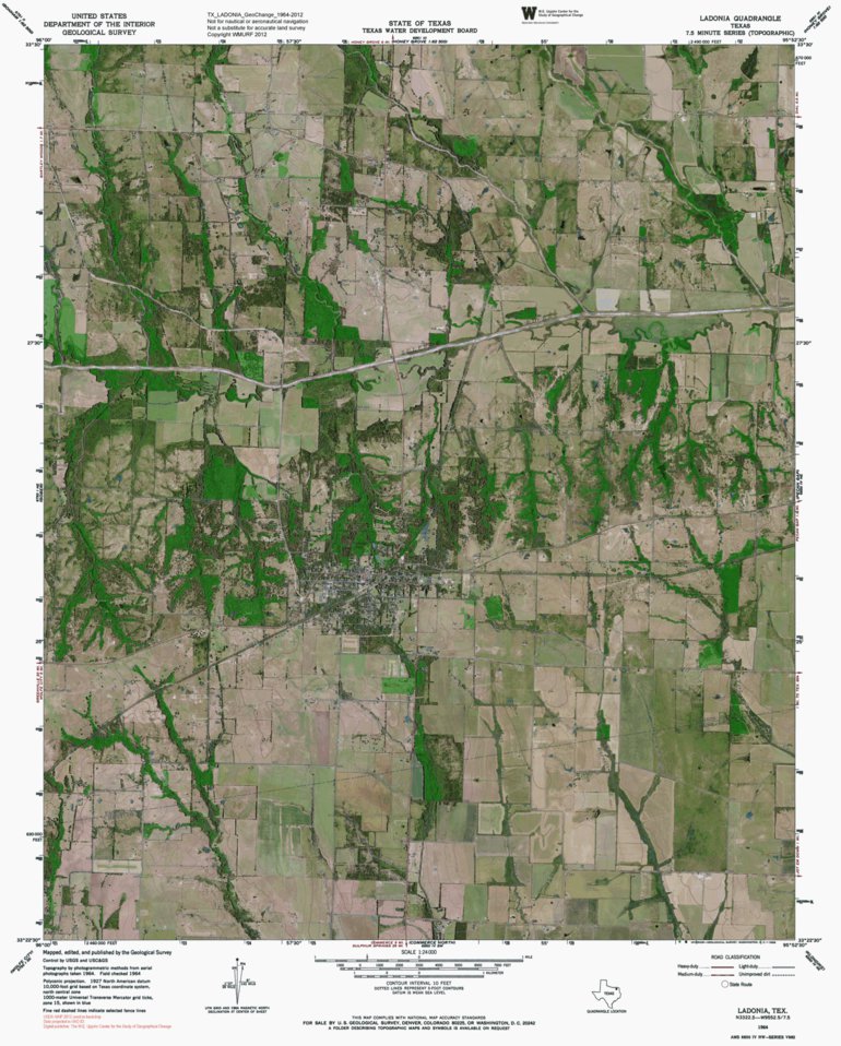 アンフィニ グリーン マップ 1991年版 TX-LADONIA: GeoChange 1964-2012 Map by Western Michigan University