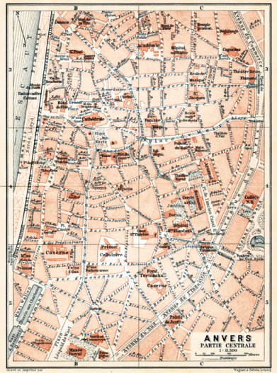 Antwerp (Antwerpen, Anvers), city centre map, 1903 Preview 1