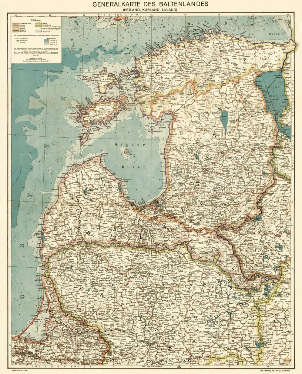 Baltic Region general Map (Generalkarte des Baltenlandes), about 1917 ...