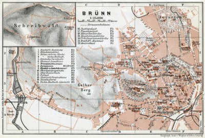 Brünn (Brno), town plan with environs map (Schreibwald - Blansko), 1910 Preview 1