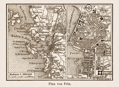 Pola (Pula) environs map, 1903 Preview 1