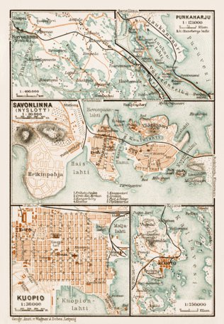 Punkaharju Ridge Map. Kuopio town plan, with map of environs of Kuopio, 1929 (Savonlinna environs) Preview 1