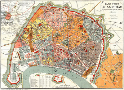Antwerp (Antwerpen, Anvers) town plan, 1898 Preview 1