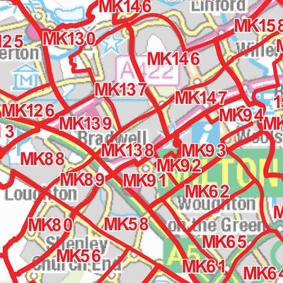 XYZ Postcode Sector Map - (G25) - Northampton NN Preview 3