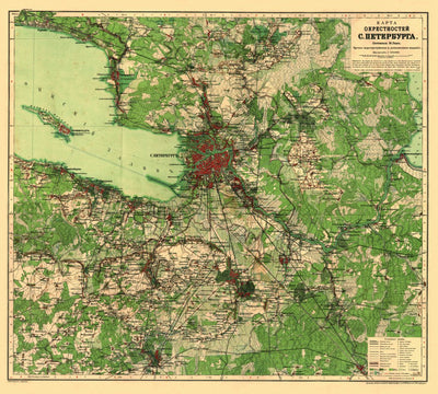 Карта окрестностей Санкт-Петербурга, 1912. Map of the environs of Saint Petersburg, 1912. Preview 1