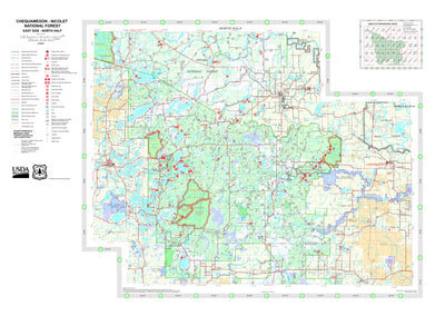 Chequamegon-Nicolet NF Forest Visitor Map - East Side - North Half Preview 1
