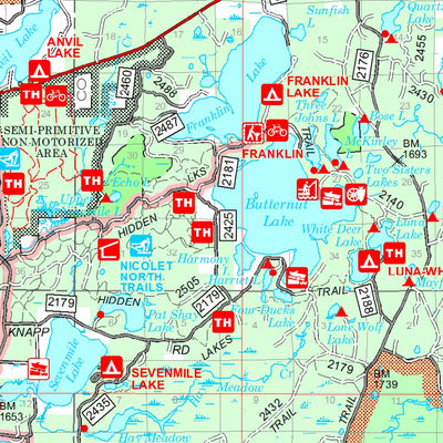 Chequamegon-Nicolet NF Forest Visitor Map - East Side - North Half Preview 3