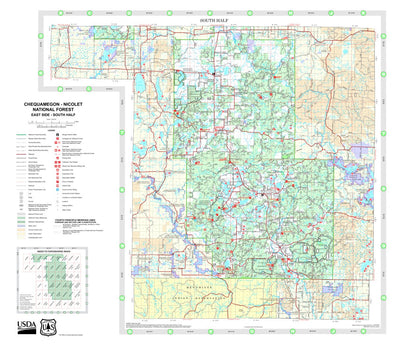 Chequamegon-Nicolet NF Forest Visitor Map - East Side - South Half Preview 1