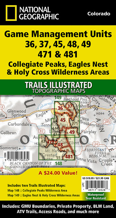 Collegiate Peaks, Eagles Nest, and Holy Cross Wilderness Areas GMU [Map Pack Bundle] Preview 1