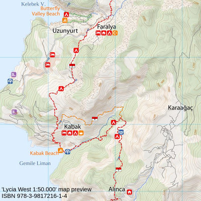 Lycia West Hiking Map 1:50.000 Preview 1