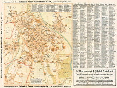 Augsburg city map, 1914 Preview 1