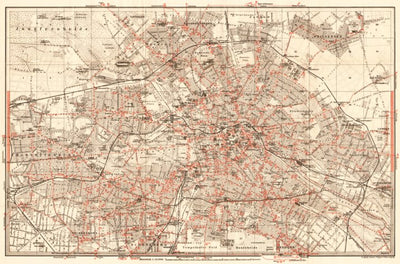 Berlin, city map with tramway and S-Bahn networks, 1910 Preview 1
