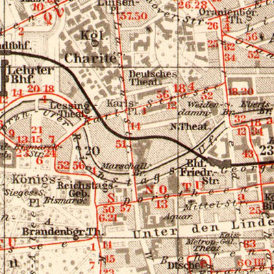 Berlin, city map with tramway and S-Bahn networks, 1910 Preview 2