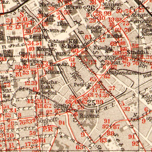 Berlin, city Map with tramway and S-Bahn networks, 1910 by Waldin
