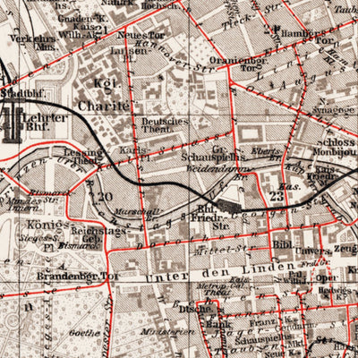 Berlin, city map with tramway and S-Bahn networks, 1913 Preview 2
