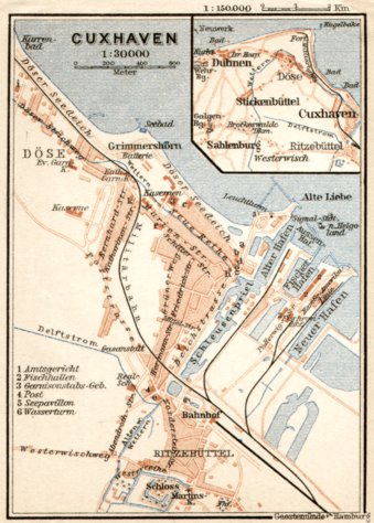 Cuxhaven city Map, 1911 by Waldin | Avenza Maps