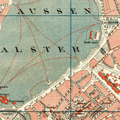 Hamburg, Altona and Wandsbek city map, 1894 Preview 2