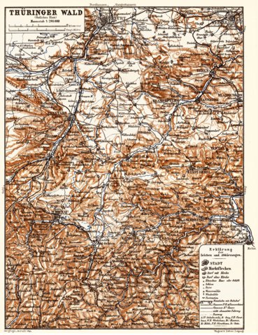 Thuringian Forest (Thüringer Wald) map, 1887. Eastern part Preview 1