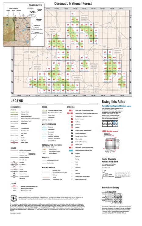 Coronado National Forest Quadrangle Map: Atlas Index Preview 1