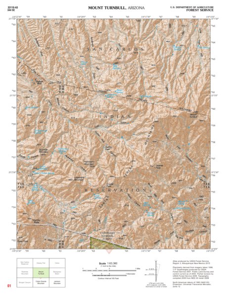 Coronado National Forest Quadrangle: MOUNT TURNBULL Preview 1
