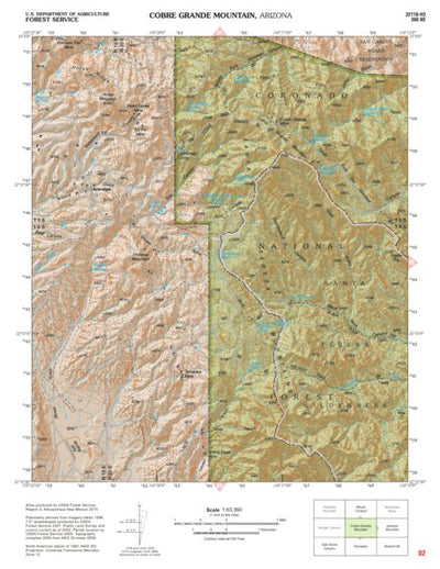 Coronado National Forest Quadrangle: COBRE GRANDE MOUNTAIN Preview 1