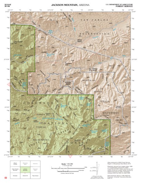 Coronado National Forest Quadrangle: JACKSON MOUNTAIN Preview 1