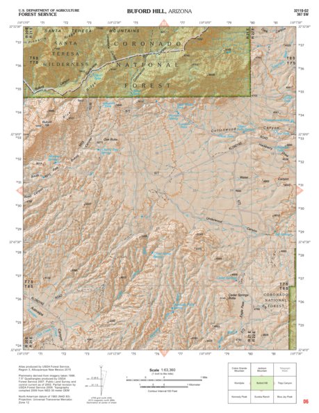 Coronado National Forest Quadrangle: BUFORD HILL Preview 1