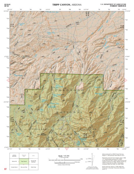 Coronado National Forest Quadrangle: TRIPP CANYON Preview 1