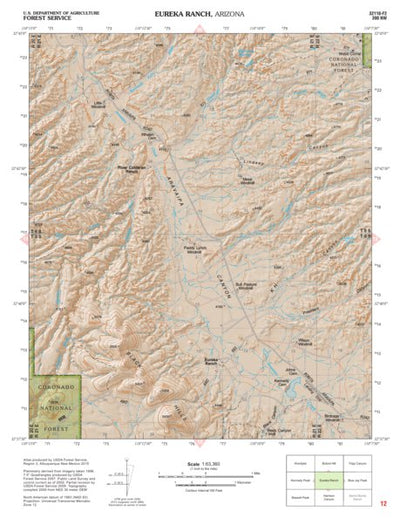 Coronado National Forest Quadrangle: EUREKA RANCH Preview 1