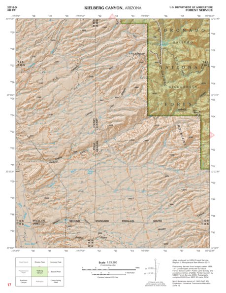 Coronado National Forest Quadrangle: KIELBERG CANYON Preview 1