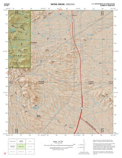 Coronado National Forest Quadrangle: MONK DRAW Preview 1