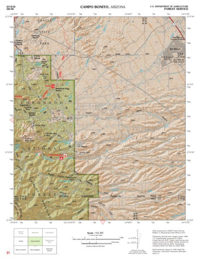 Coronado National Forest Quadrangle: CAMPO BONITO Preview 1