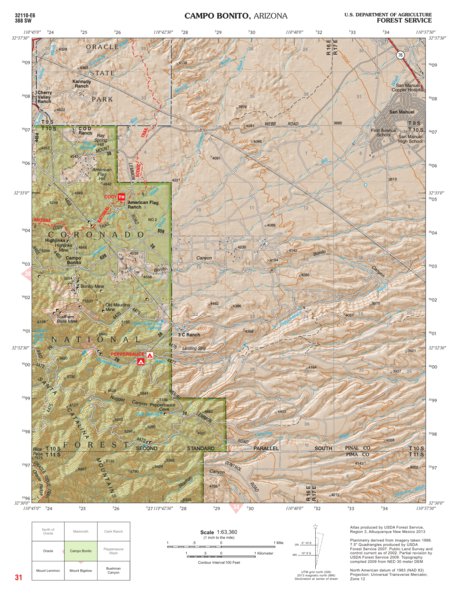 Coronado National Forest Quadrangle: CAMPO BONITO Preview 1