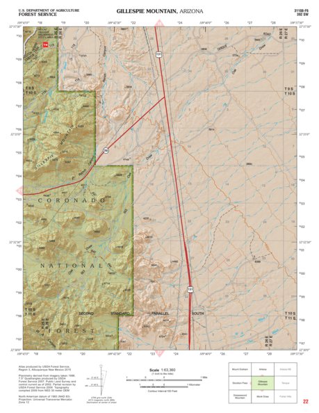 Coronado National Forest Quadrangle: GILLESPIE MOUNTAIN Preview 1